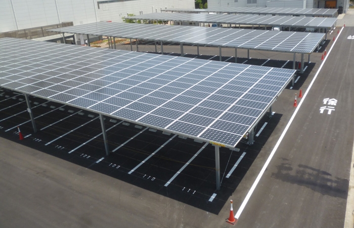 Factory Parking Lot Solar Panels