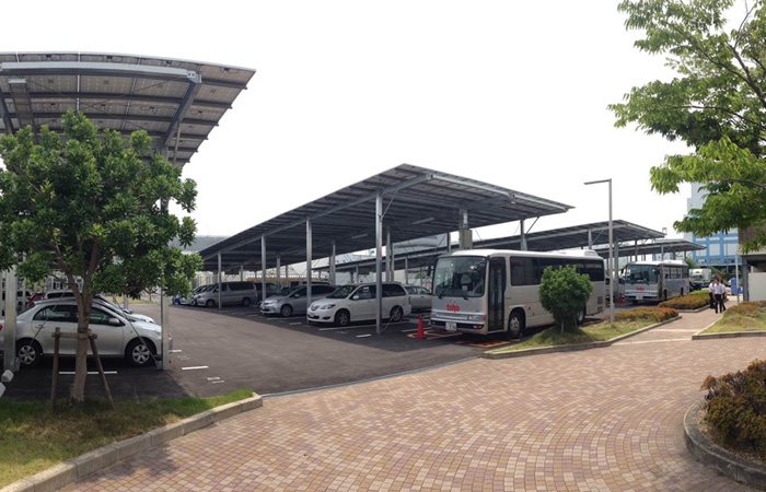 Factory Parking Lot Solar Panels