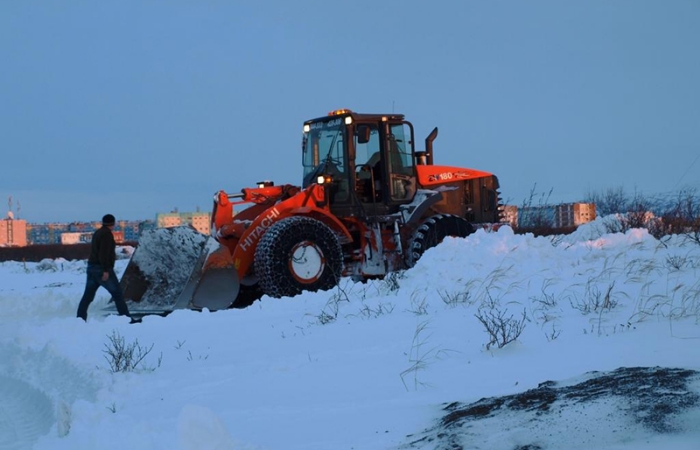 Snow removal during foundation construction